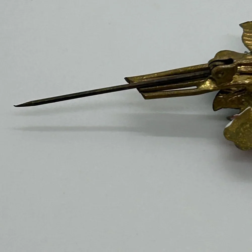 Vintage Austrian Enamel Flower Bouquet Brooch Hand Painted Multicolor Floral - Picture 16 of 16